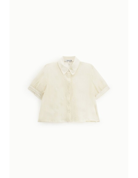 Cropped blouse met korte mouwen en bloemenborduursel Please