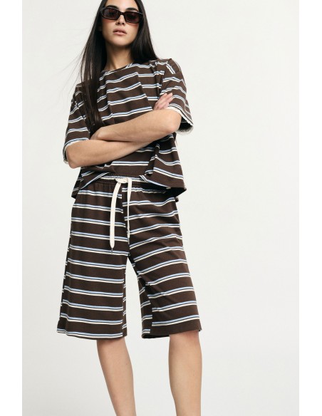 Gestreepte bermuda met elastische taille en trekkoord, alstublieft