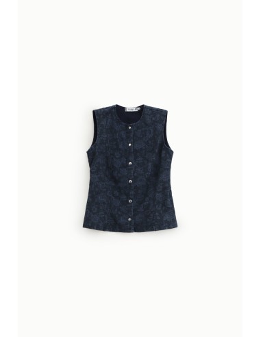 Getailleerd vest met bloemenprint en knopen