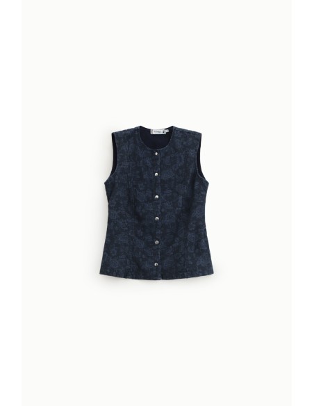 Getailleerd vest met bloemenprint en knopen