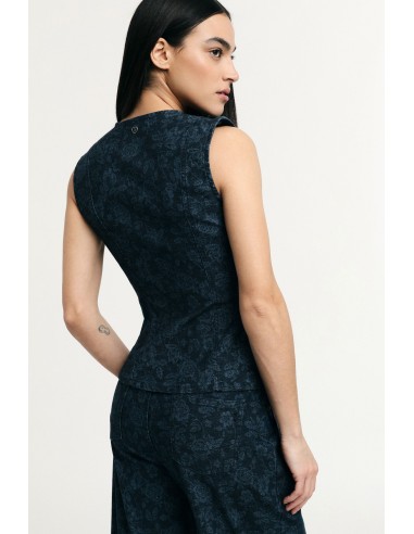 Getailleerd vest met bloemenprint en knopen