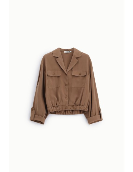 Cropped blouse met borstzakken en knoopsluiting Please