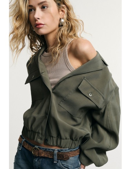 Cropped blouse met borstzakken en knoopsluiting Please