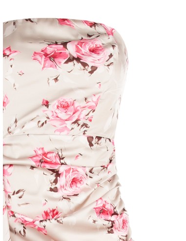 Korte strapless jurk met rozenmotief en maxi-volant van Rinascimento