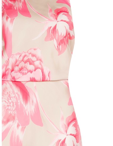 Lange soepel vallende satijnen jurk met bloemenprint en elastische taille van Rinascimento