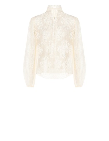 Ruime kanten blouse met maxi-mouwen en hoge kraag Rinascimento