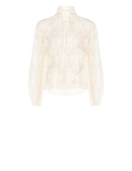 Ruime kanten blouse met maxi-mouwen en hoge kraag Rinascimento