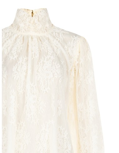 Ruime kanten blouse met maxi-mouwen en hoge kraag Rinascimento