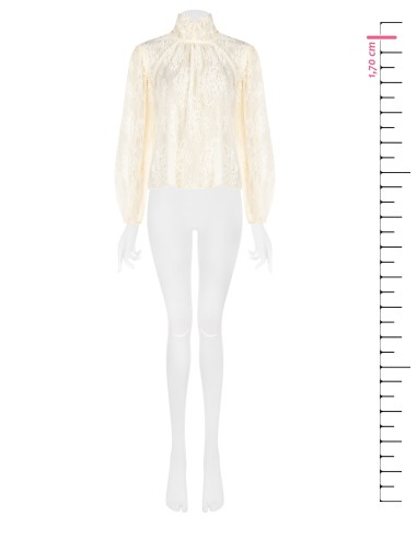 Ruime kanten blouse met maxi-mouwen en hoge kraag Rinascimento