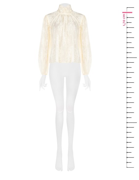 Ruime kanten blouse met maxi-mouwen en hoge kraag Rinascimento