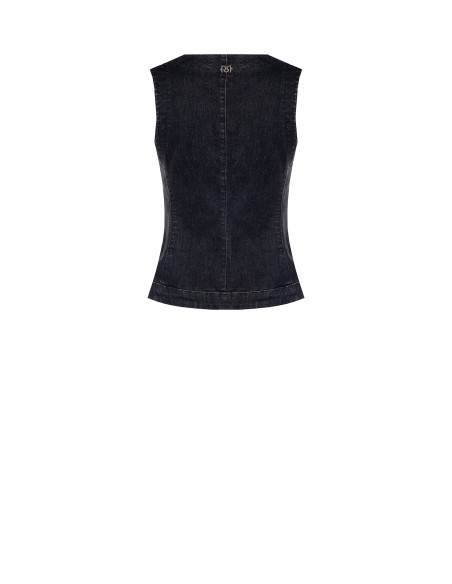 Lang getailleerd gilet van stretchdenim Rinascimento
