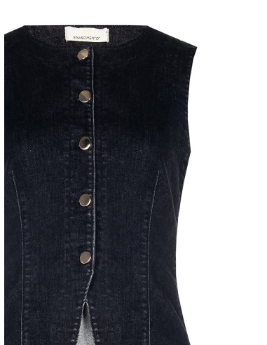 Lang getailleerd gilet van stretchdenim Rinascimento