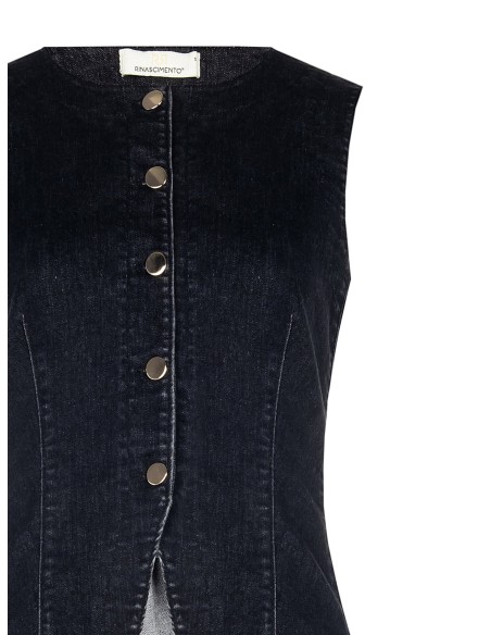 Lang getailleerd gilet van stretchdenim Rinascimento