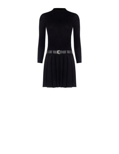 Korte jurk met 2-delige look en bijpassende riem van imitatieleer Rinascimento