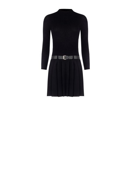 Korte jurk met 2-delige look en bijpassende riem van imitatieleer Rinascimento