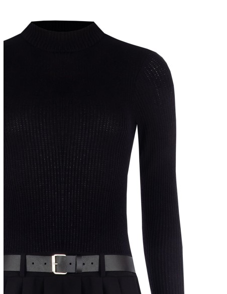 Korte jurk met 2-delige look en bijpassende riem van imitatieleer Rinascimento