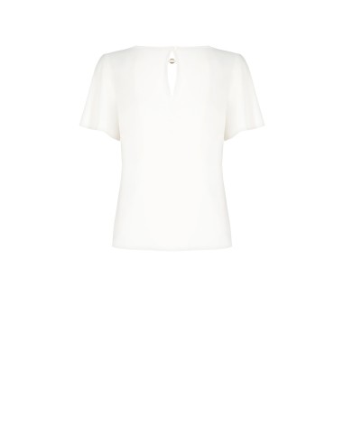 Vloeiende blouse van mat satijn met logo-embleem en druppelvormige cut-out Rinascimento