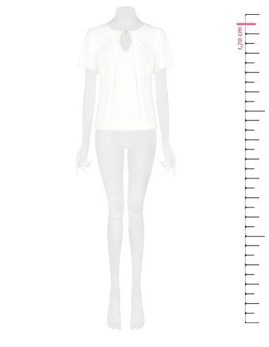 Vloeiende blouse van mat satijn met logo-embleem en druppelvormige cut-out Rinascimento