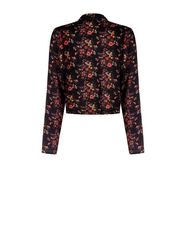 Korte blouse van licht gekreukt satijn met striklinten van Rinascimento