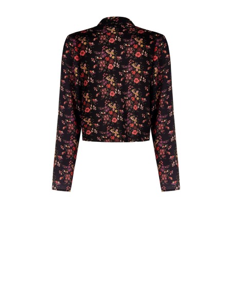 Korte blouse van licht gekreukt satijn met striklinten van Rinascimento