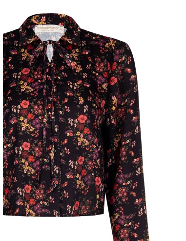 Korte blouse van licht gekreukt satijn met striklinten van Rinascimento