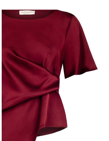 Satijnen blouse met rimpeldetail aan één zijkant Rinascimento
