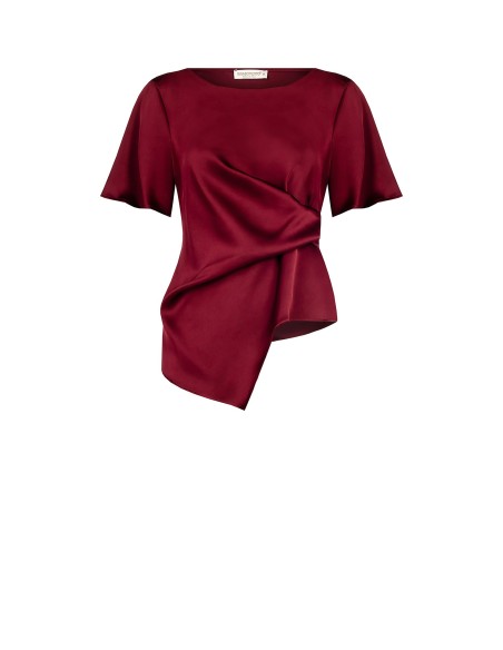 Satijnen blouse met rimpeldetail aan één zijkant Rinascimento