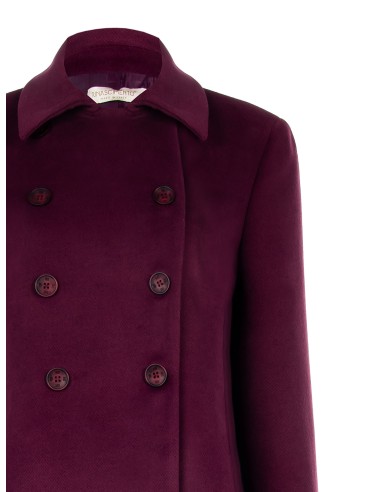 Lange double-breasted mantel van velours met ton-sur-ton knopen Rinascimento