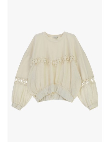 Ruime sweater met opengewerkte details en geborduurde inzetstukken Dixie