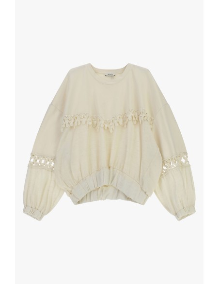 Ruime sweater met opengewerkte details en geborduurde inzetstukken Dixie
