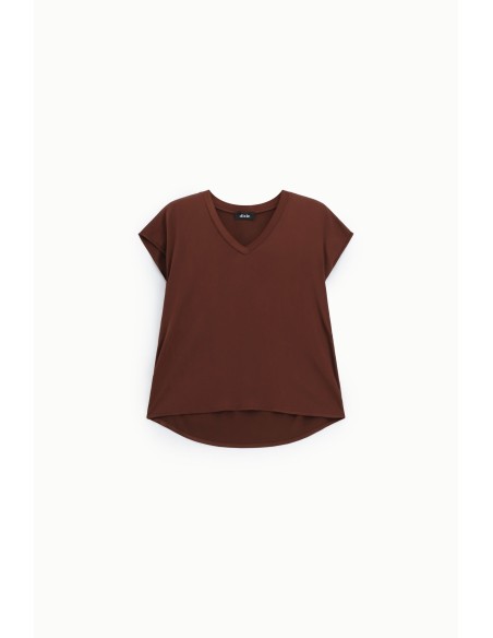 Dixie T-shirt met V-hals en korte mouwen