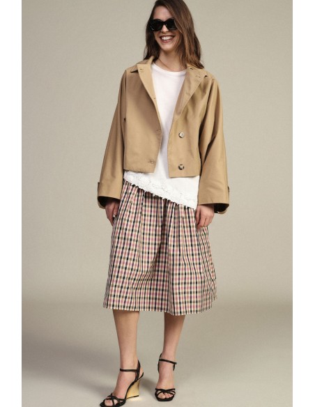Dixie T-shirt met korte mouwen, asymmetrische zoom en kant