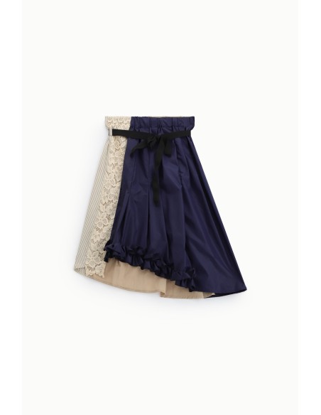 Midi-patchworkrok met ruches en riem van Dixie