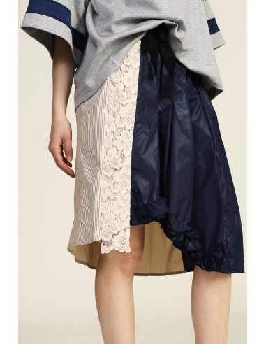 Midi-patchworkrok met ruches en riem van Dixie
