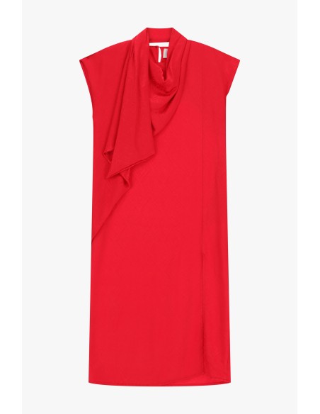Midi-jurk met gedrapeerde hals en geometrisch patroon Dixie