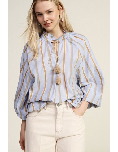 Gestreepte blouse met wijde mouwen en striklint van Dixie
