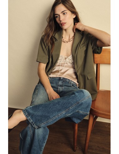 Dixie blazer met korte mouwen en paspelzakken