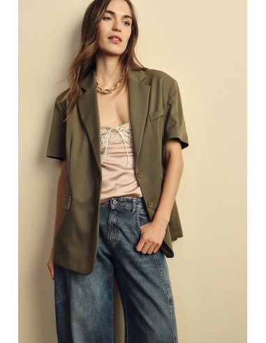 Dixie blazer met korte mouwen en paspelzakken