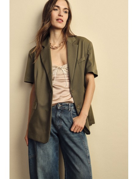 Dixie blazer met korte mouwen en paspelzakken