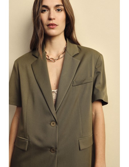 Dixie blazer met korte mouwen en paspelzakken