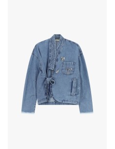 Denimjack met gekruiste sluiting en borstzakje Dixie 2