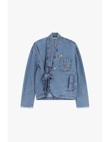 Denimjack met gekruiste sluiting en borstzakje Dixie