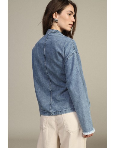 Denimjack met gekruiste sluiting en borstzakje Dixie