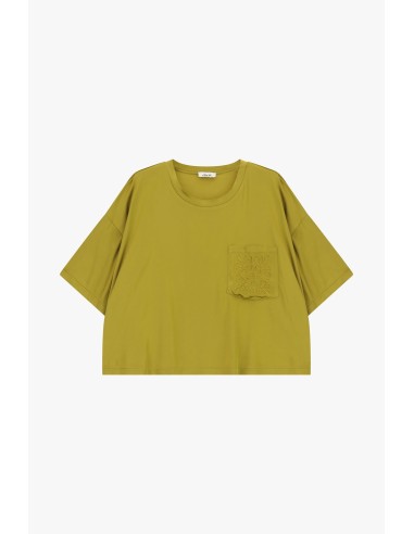 T-shirt met geborduurd borstzakje en boxy fit van Dixie