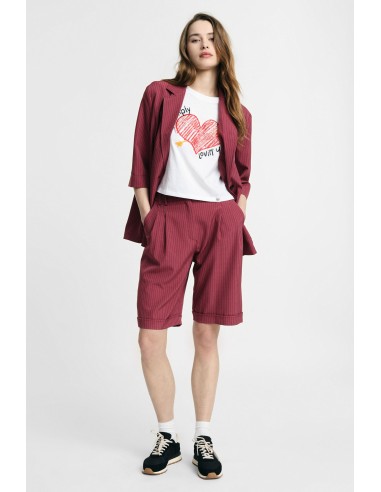 Regular-fit bermuda met plooien en een gestreepte vouw, alstublieft