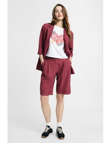 Regular-fit bermuda met plooien en een gestreepte vouw, alstublieft