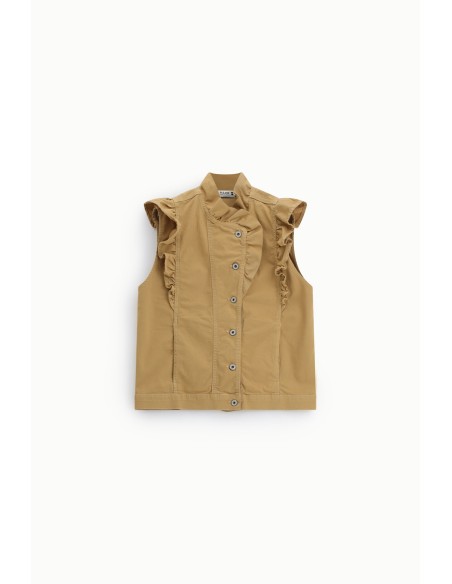 Mouwloos gilet met ruches aan de voorkant Please