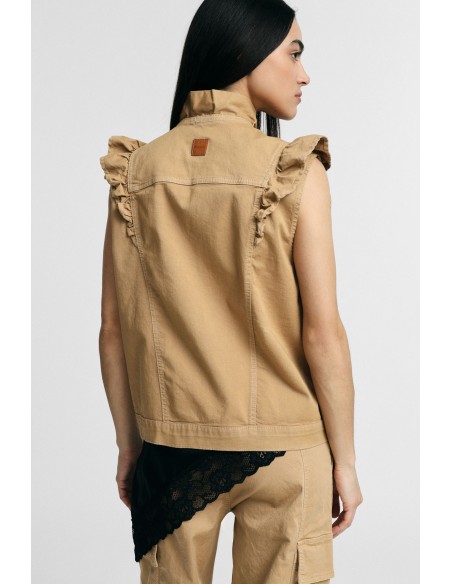 Mouwloos gilet met ruches aan de voorkant Please