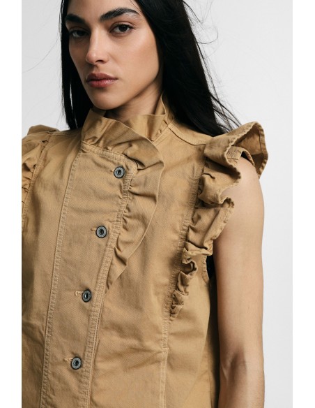 Mouwloos gilet met ruches aan de voorkant Please