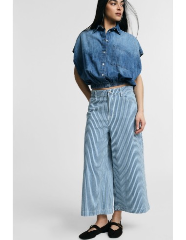 Gestreepte cropped jeans met wijde pijpen Please
